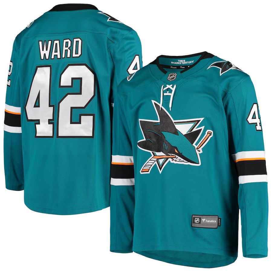 Men San Jose Sharks #42 Joel Ward Fanatics Branded Teal Breakaway Home Player NHL Jersey